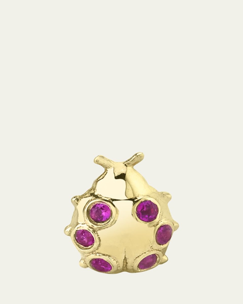 Tiny Ruby Ladybug Stud Earrings